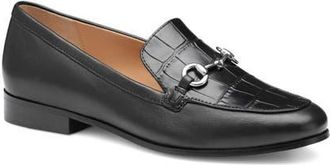Johnston & Murphy Ali Genuine Calf Hair Bit Loafer in Black Croc at Nordstrom, Size 8.5