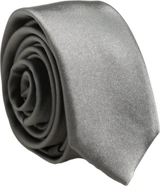 Dolce & Gabbana 4 cm Zijde Blad Stropdas - Heren - Stropdassen - Grijs - ONE Size - Satijn - Accessoires