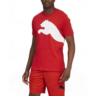 Puma Mens Oversized Logo Tee Top Crew Neck Crew Neck (Small, High Risk Red)