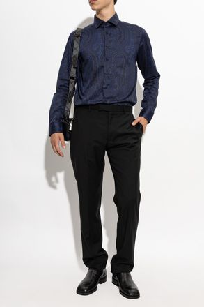 Etro Patterned Shirt, Mens, Navy Blue
