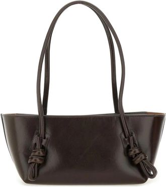 Hereu Leather Woven Handle Shoulder Bag - Dames - Schoudertassen - Bruin - ONE Size - Leer - Tassen