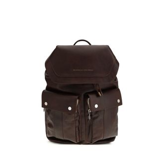 Brunello Cucinelli Brown Calf Leather Bos Taurus Mens Backpack