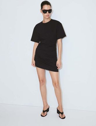 Mango Vestito cotone increspature laterali nero - Donna - XXS - MANGO