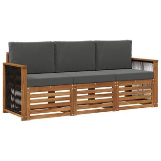 vidaXL Juegos De Sof&aacute;s Con Coj&iacute;n 3 Pcs Madera De Acacia S&oacute;lida Vidaxl