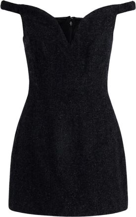 Self Portrait Boucle Mini Jurk - Dames - Feestkleedjes - Zwart - 2XS - Wol - Kleedjes
