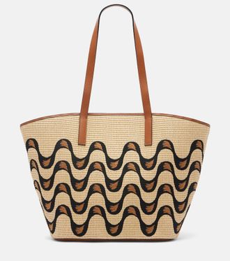 Farm Rio Basket Large leather-trimmed tote bag