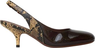 Dries Van Noten Schoenen, Dames, Bruin, 39 EU, Leer, Leren Slingback Pumps
