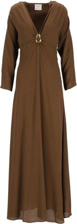 Forte_Forte Kleedjes, Dames, Bruin, S, Crepe Marocaine Jurk