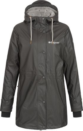 Deproc Regenjacke DEPROC ACTIVE Friesennerz ELLESMERE WOMEN, Damen, Gr. 36/38 (M), grau (anthrazit), 100% Polyester, figurumspielend, gerader Abschluss mit D