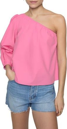Rebecca Minkoff Sadie One-Shoulder Cotton Top in Ultra Pink at Nordstrom Rack, Size Large