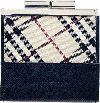Burberry Beige Black Nylon Leather Coin Purse/Coin Case (Pre-Owned)