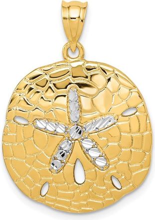Diamond2Deal 14k Yellow Gold with White Rhodium Polished Diamond-Cut S Dollar Pendant
