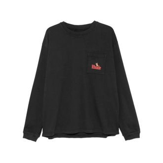 Rhude Tops, Heren, Zwart, M, Katoen, T-shirt met logoprint op de borst