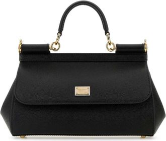 Dolce & Gabbana Black Leather Medium Sicily Handbag