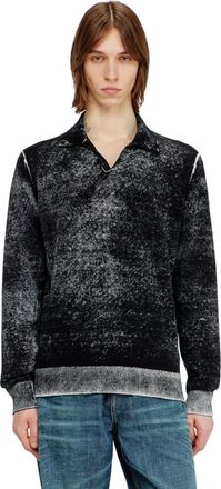 Diesel Polo jumper with faded reverse print - Knitwear - Man - Multicolor