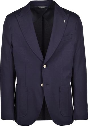 Berry & Brian Blue Rounded Viscose Polyamide Elastane Blazer Jacket