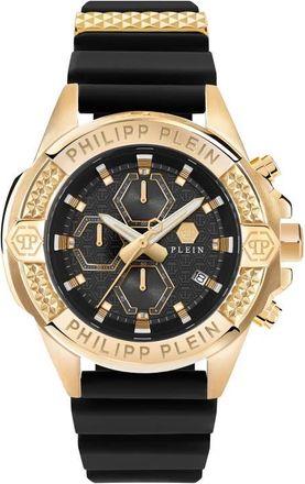 Philipp Plein The $kull Chronograph Silicone Strap Watch, 44mm in Yellow Gold at Nordstrom