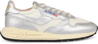 Autry Womens Sneakers Reelwind Low-Top White-Silver Cow Hide Trainers White/silver