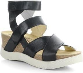 FLY London Wege Leather Sandal in 023 Black Mousse at Nordstrom Rack, Size 10-10.5Us / 41Eu