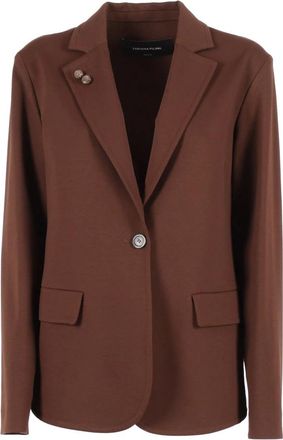 Fabiana Filippi Blazers, female, Brown, Size: M Giacca Monopetto in Jersey Punto Milano