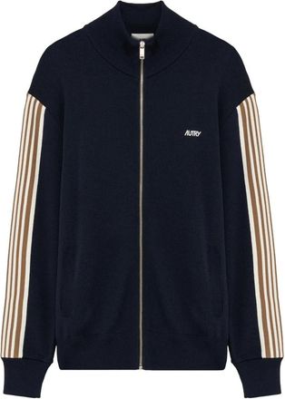 Autry Hoodies & sweatvesten, Heren, Blauw, M, Blauwe Trui met Gestreepte Banden