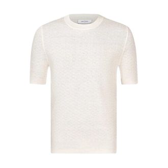 Gran Sasso Round-neck Knitwear, male, White, Size: XL Brick stitch knit T-shirt