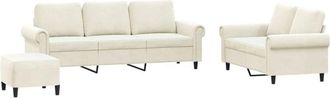 vidaXL Juego De Sof&aacute;s Con Cojines 3 Piezas Terciopelo Crema Vidaxl