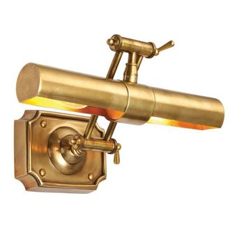 Loops 14 Adjustable Swing Arm Wall Picture Light Solid Brass Hanging Display Lamp in Metallics
