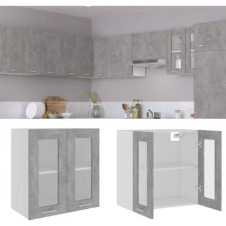 vidaXL Mobile Pensile con Vetro Lyon Grigio Cemento 60x31x60 cm - Vidaxl