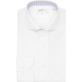Lorenzo Uomo Trim Fit Basketweave Cotton Dress Shirt in White at Nordstrom Rack, Size 15