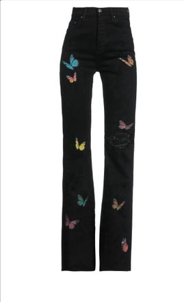 Amiri Womens Butterfly Flare Broken Jeans In Black