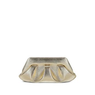 Themoir&egrave; Metallic Clutch Tas met Plooi Detail - Dames - Tassen - Geel - Maat: ONE Size Leer