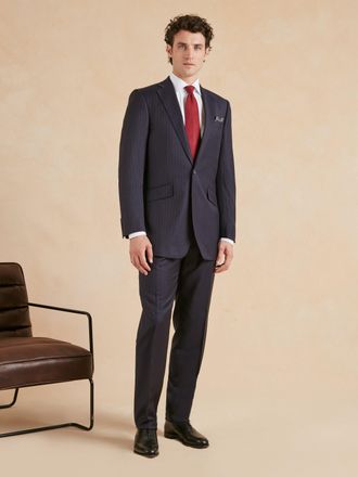 Oliver Brown Eaton Classic Fit Suit - Navy Superfine Pinstripe Wool