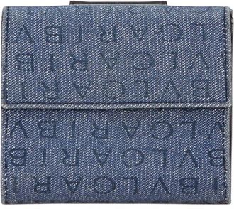 Bulgari Black Blue Denim Leather Wallet (Bi-Fold) (Pre-Owned)