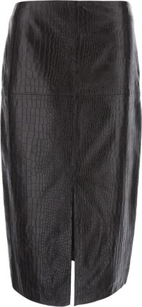 Federica Tosi Longuette Cocco Print Leder - Dames - Leren & Su&egrave;de rokken - Bruin - M - Leer - Rokken