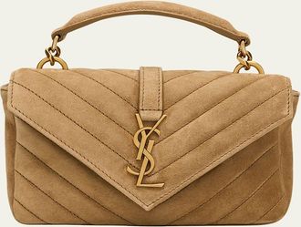 Saint Laurent College Mini Chain Shoulder Bag in Suede