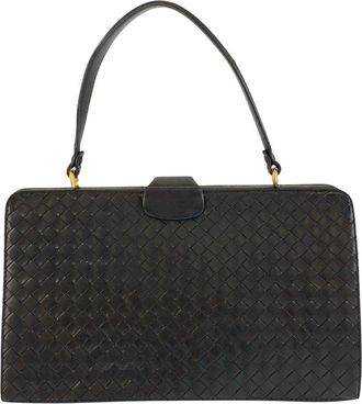 Bottega Veneta Black Intrecciato Leather Handbag (Authentic Pre-Loved)