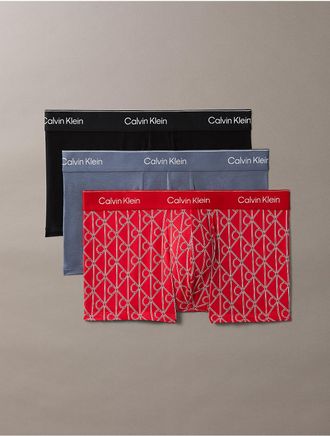 Calvin Klein Mens Icon Cotton Stretch 3-Pack Low Rise Trunk - Multi - XL