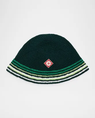 Casablanca Men & apos;s Striped Crochet Cotton Bucket Hat