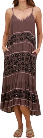 Rubyyaya Spaghetti Straps Charlotte Midi Dress In Chocolate