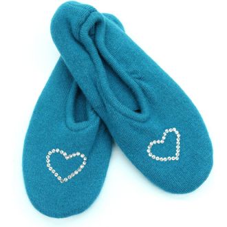 Portolano Rhinestone Heart Slipper in Teal at Nordstrom Rack, Size Medium