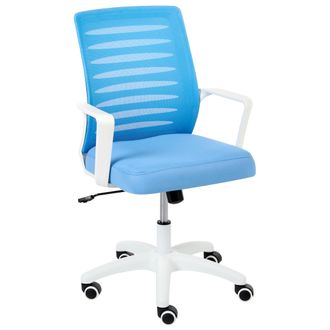 Beliani Silla De Oficina Con Altura Ajustable Giratoria Respaldo Reclinable Tapizado En Malla Azul Radiant