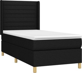 vidaXL Vidaxl - Cama Box Spring Colch&oacute;n Y Luces Led Tela Negro 90x200 Cm