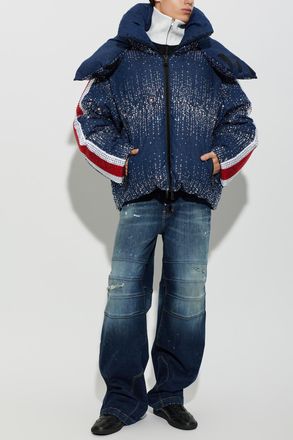 Dsquared2 Down Jacket With Glossy Appliqu&eacute;s, Mens, Navy Blue