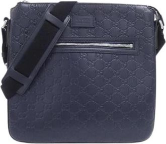 Gucci Pre-owned Signature Leather Shoulder Bag - Dames - Vintage Schoudertas - Blauw - ONE Size - Leer - Vintage