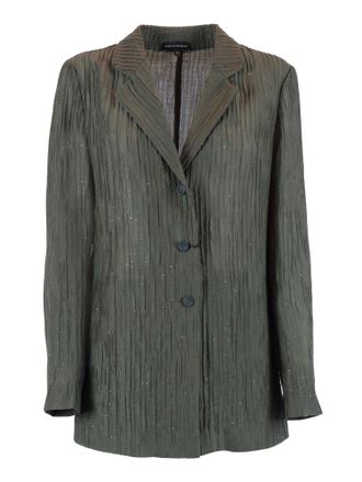 Emporio Armani Green Textured Crinkled Fabric Blazer