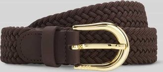 HUGO BOSS G&uuml;rtel aus Webstruktur mit Lederbes&auml;tzen in Dunkelbraun, Gr&ouml;&szlig;e 100