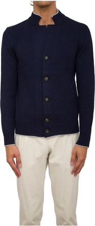 Eleventy Blauwe Cardigan Trui - Heren - Vesten - Blauw - L - Wol - Truien & Vesten