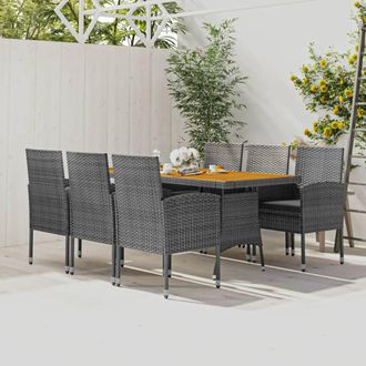 vidaXL Idaxl Juego De Comedor De Jard&iacute;n 7 Piezas Rat&aacute;n Sint&eacute;tico Gris Vidaxl