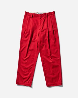 Wacko Maria Men s Double Pleated Chino Trousers Red